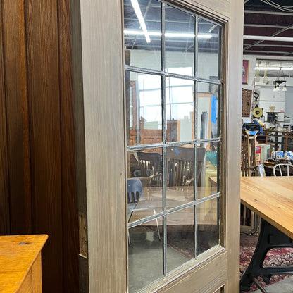 Tall Solid Antique Door With Original Leaded Glass From An Early 1900s Church