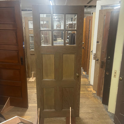 Antique Solid Door with Six Glass Window Panes