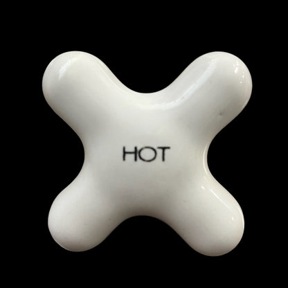 Antique (c. 1920) White Porcelain Hot/Cold Tub/Shower Faucet Knobs With Porcelain Escutcheons