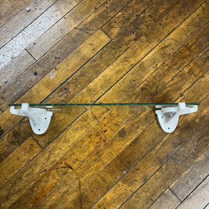 Antique (c. 1920) Porcelain Shelf Brackets with Glass Shelf