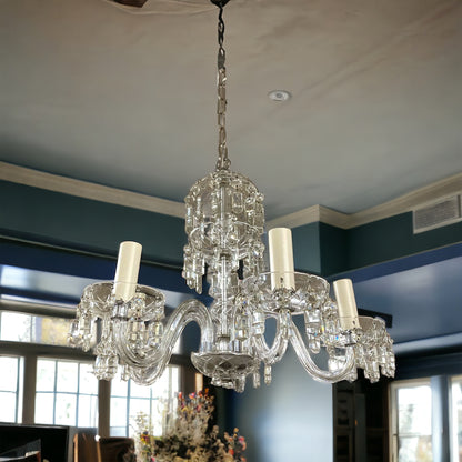 Antique Crystal Five Arm Chandelier (Rewired)