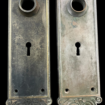 Pair of Antique Heavy Cast Brass Escutcheons