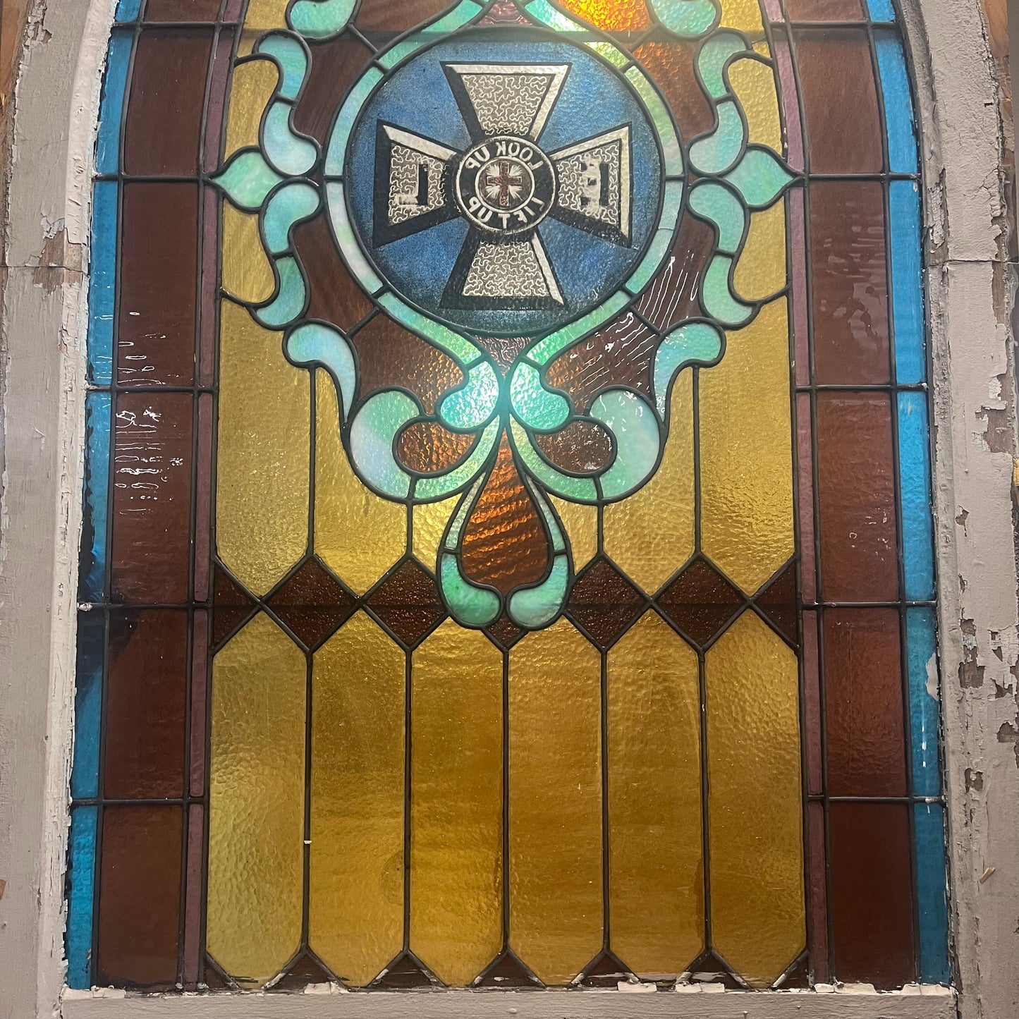 Antique Stained Glass Window From An Early 1900s Church