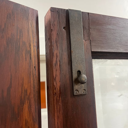 Antique Oak French Doors With Thick Beveled Glass And Original Hardware