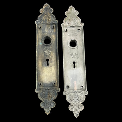 Pair of Antique Heavy Cast Brass Escutcheons