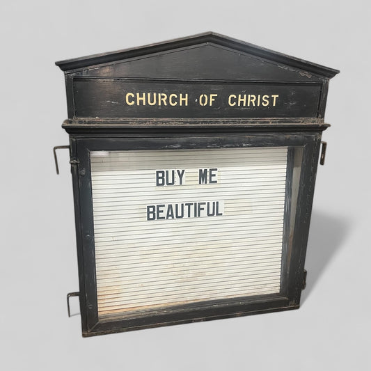 Large Exterior Metal Illuminated Single Door “CHURCH OF CHRIST” Letterboard