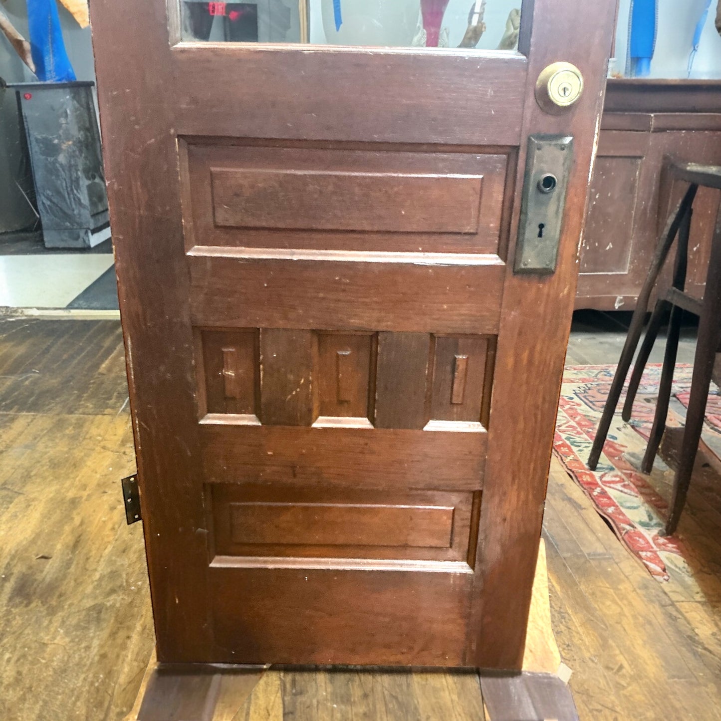 Antique Single Pane Exterior Door With Wavy Glass