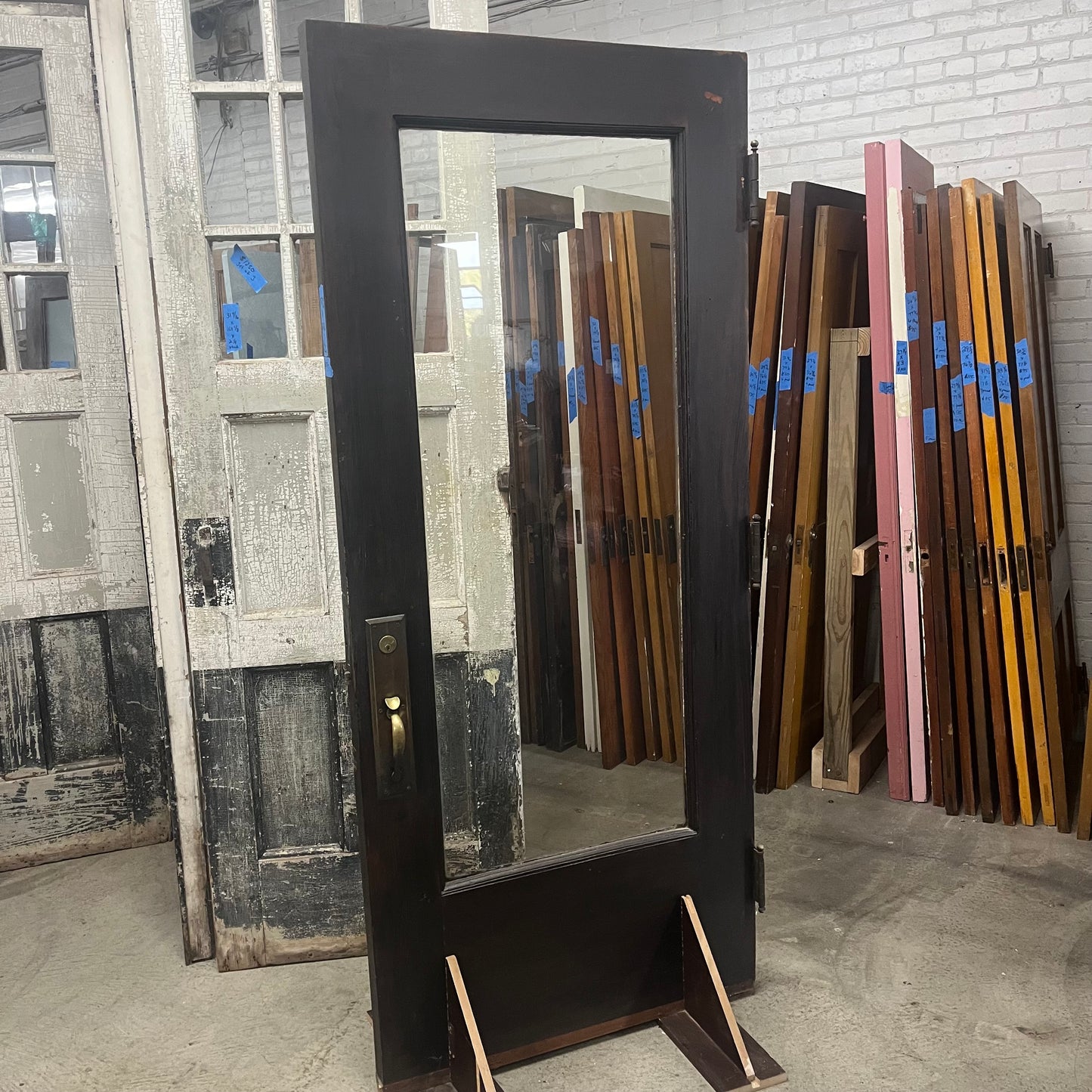 Large Antique Storefront Exterior Door With Thick Glass