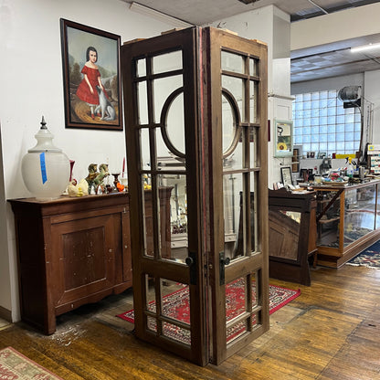 Antique Victorian French Doors With Thick Beveled Glass and Original Hardware