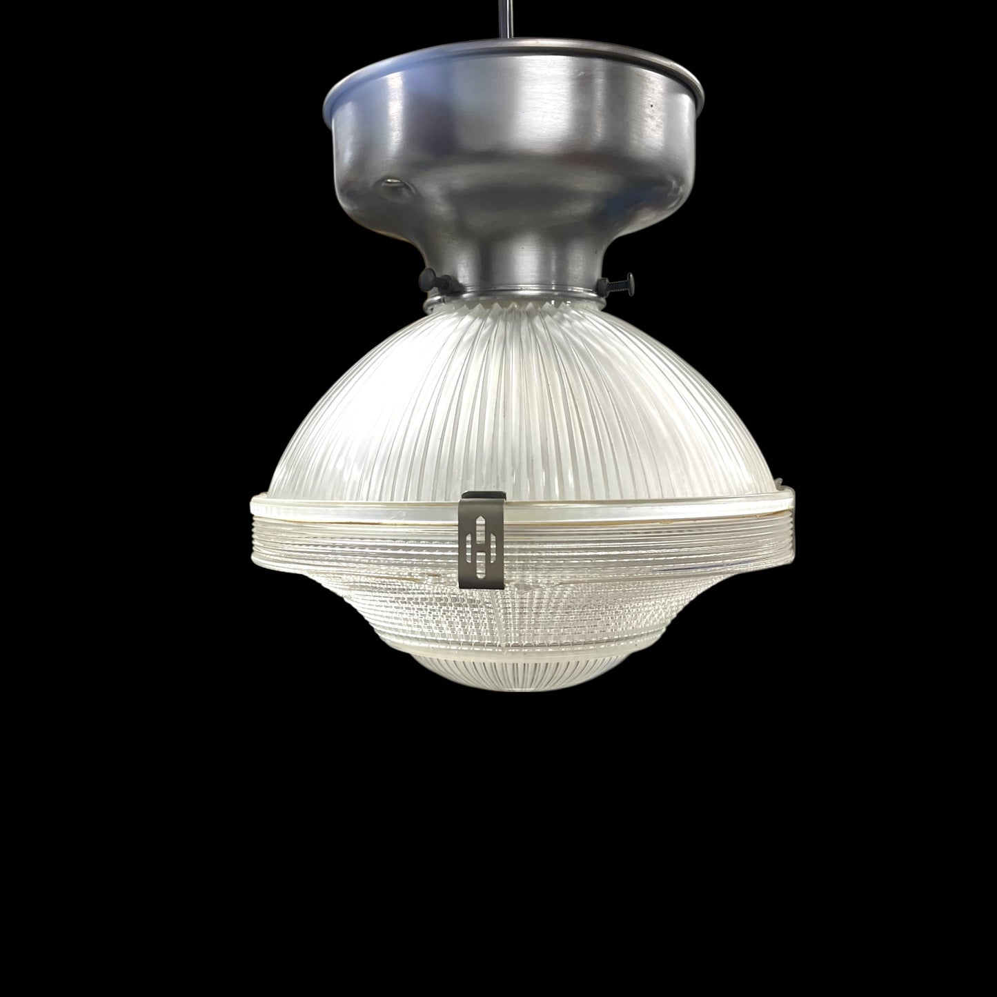 Vintage Holophane (No. 2110) Prismatic Glass Semi-Flush Light - Rewired