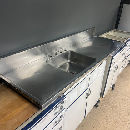 Antique Vintage Set of Porcelain Enameled Kitchen Cabinets Sink and Fridge from 1927 Home