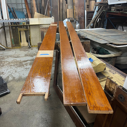 Antique Oak Colonnades with Beveled Glass Cabinets