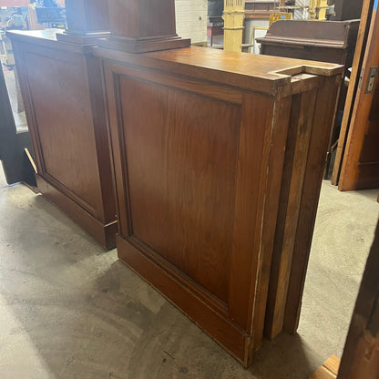 Antique Oak Colonnades with Beveled Glass Cabinets