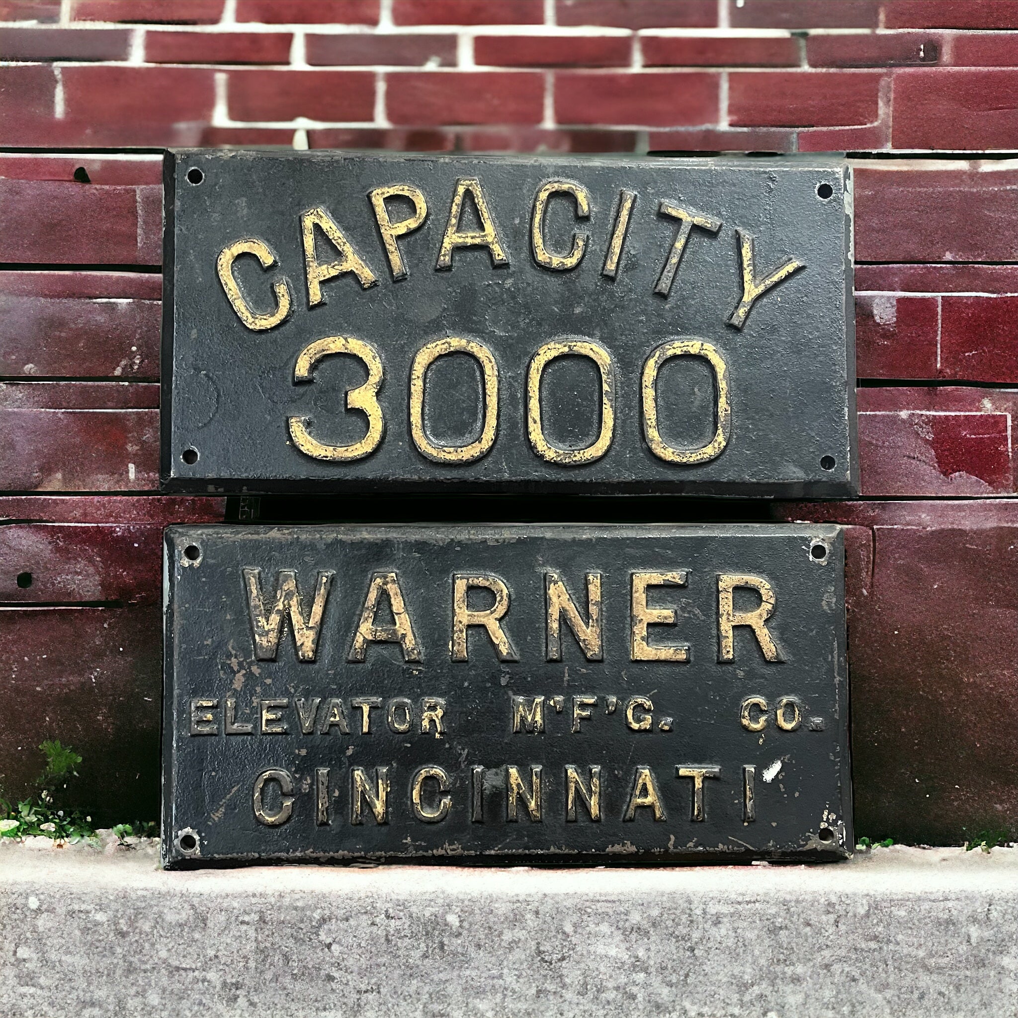 Pair of Antique Freight Elevator Placards