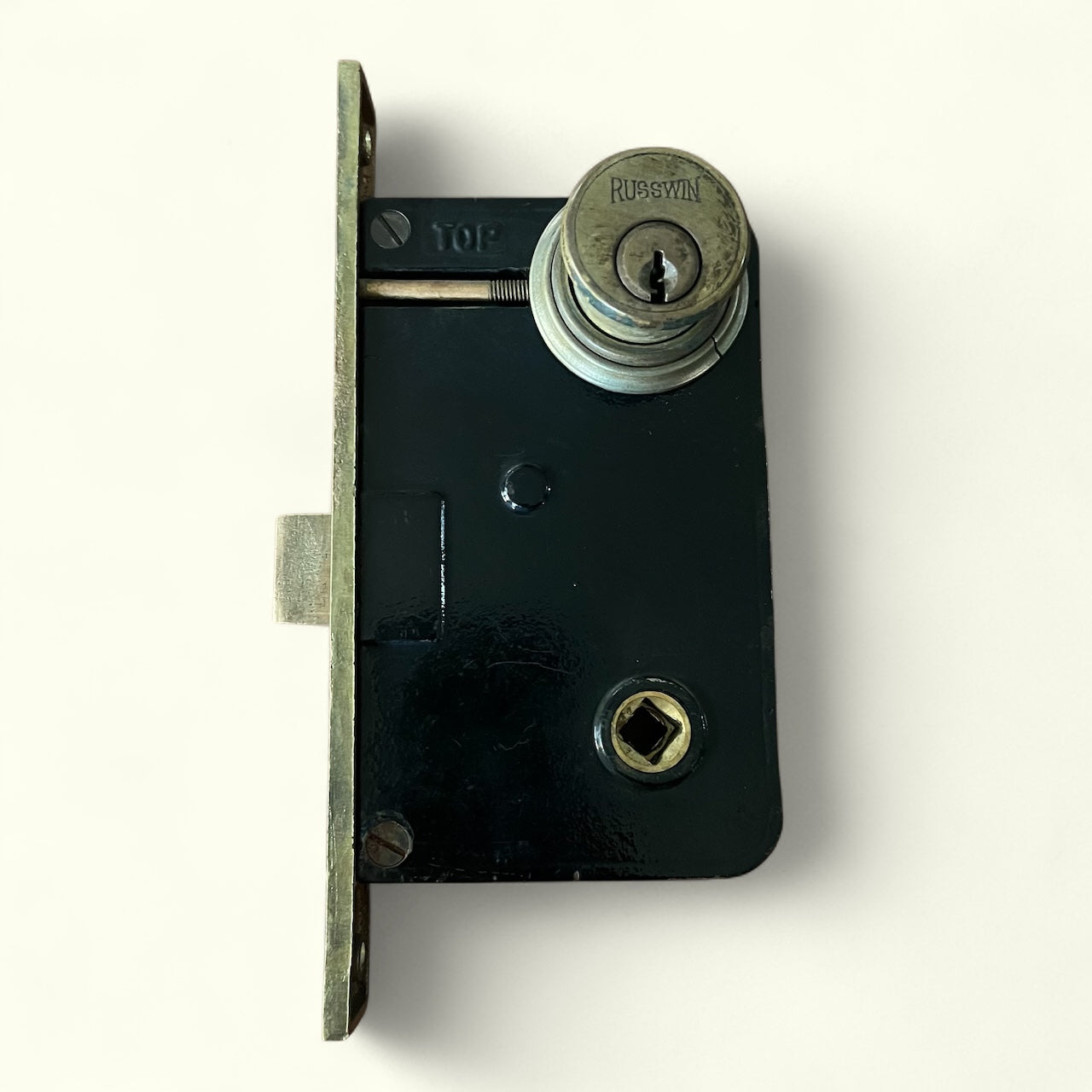 Antique Russwin 11240 1/2 Brass Exterior Door Mortise Lock with Deadbolt