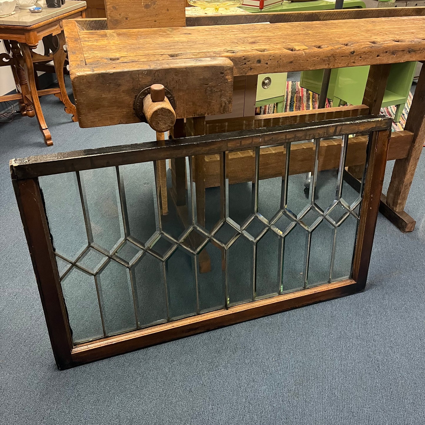 Antique Beveled Leaded Glass Window