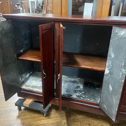 Huge Antique Solid Cherry Drug Store/Mercantile Cabinet with Tin Lining