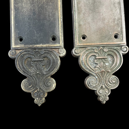 Pair of Antique Heavy Cast Brass Escutcheons