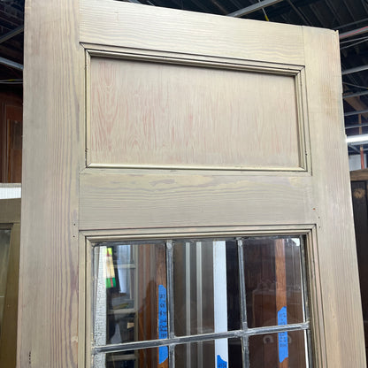 Tall Solid Antique Door With Original Leaded Glass From An Early 1900s Church