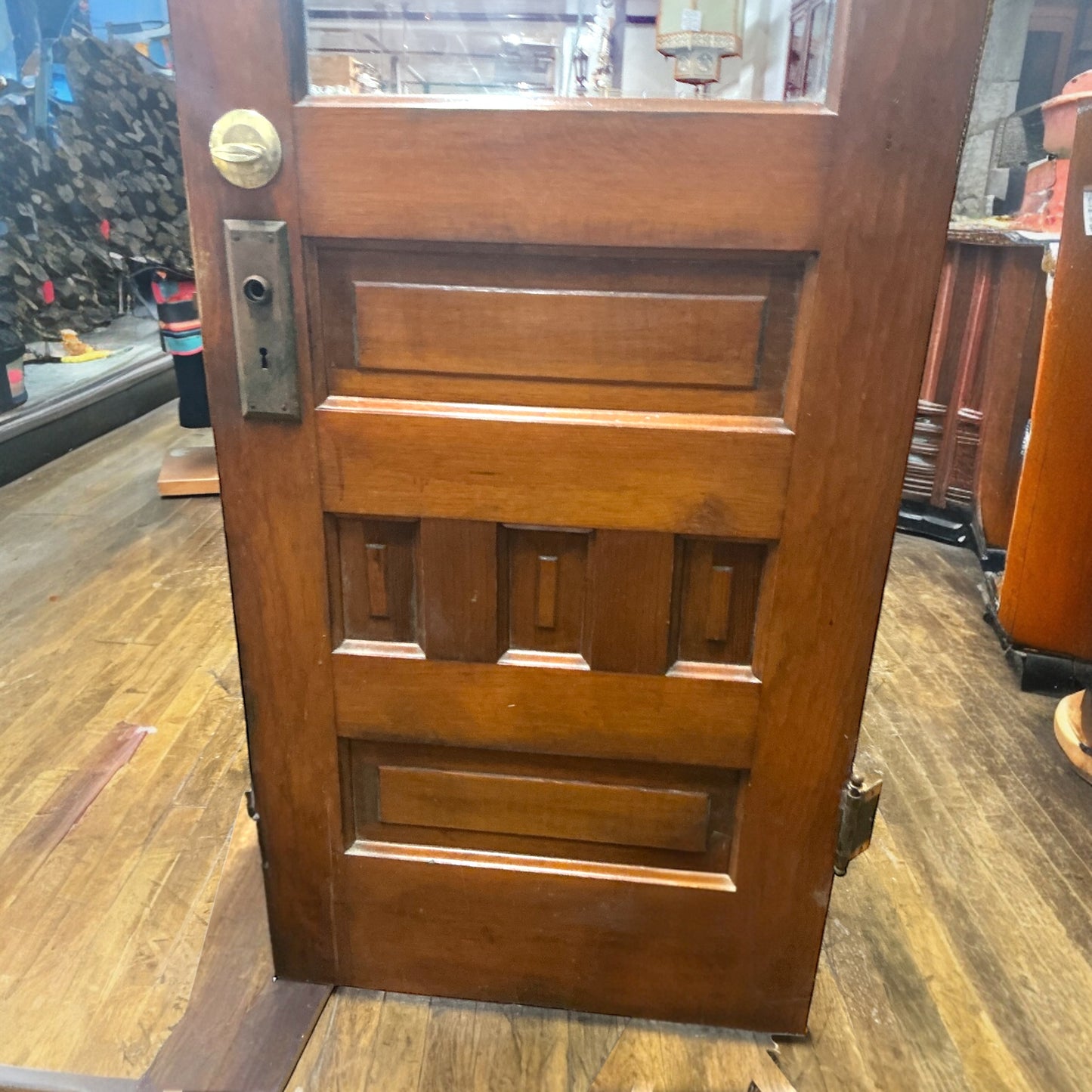 Antique Single Pane Exterior Door With Wavy Glass