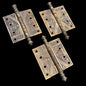 Antique Cast Brass Eastlake Style 4.5” x 4.5” Door Hinges - Set of 3