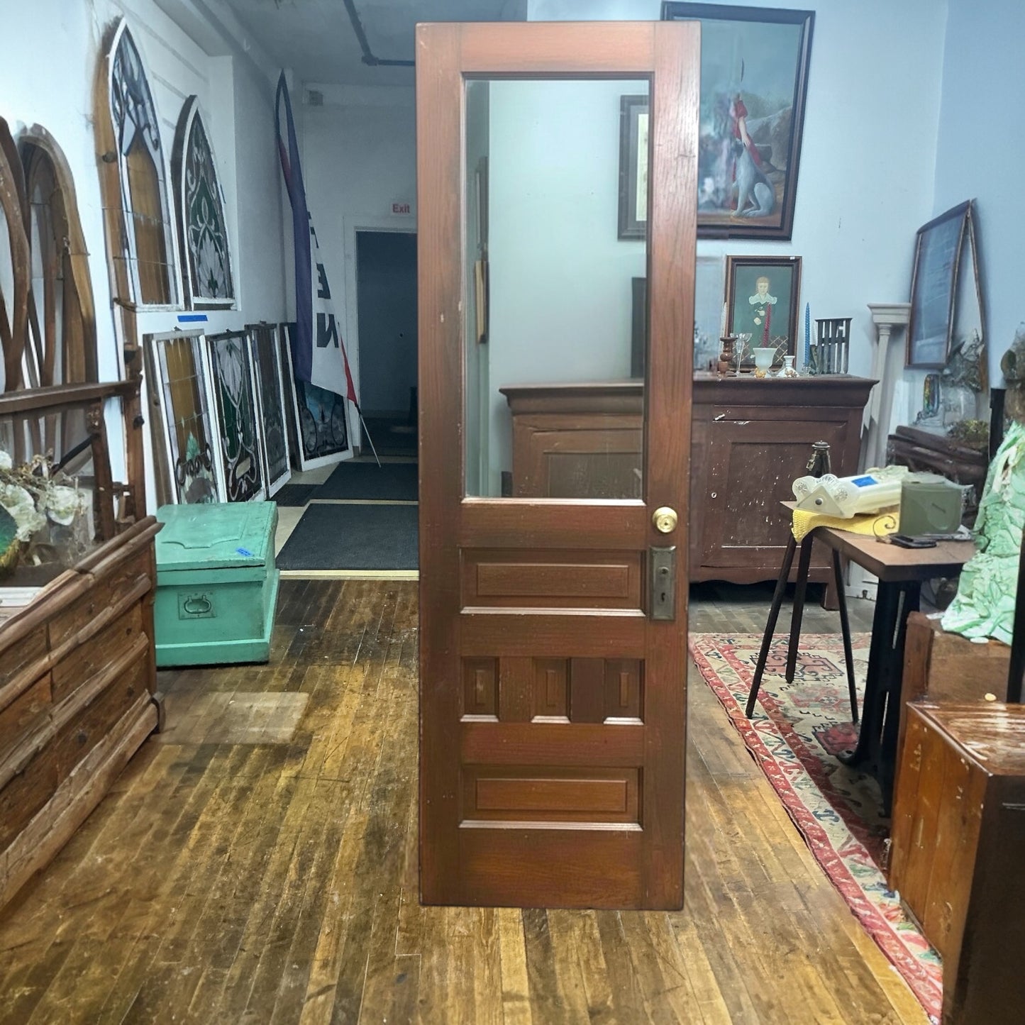 Antique Single Pane Exterior Door With Wavy Glass