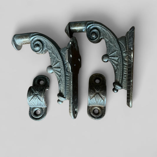 Antique Victorian Cast Iron Handrail Brackets - PAIR