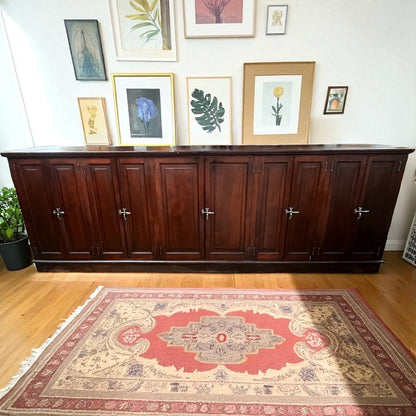 Huge Antique Solid Cherry Drug Store/Mercantile Cabinet with Tin Lining
