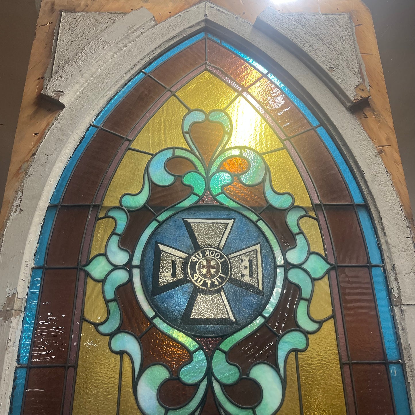 Antique Stained Glass Window From An Early 1900s Church