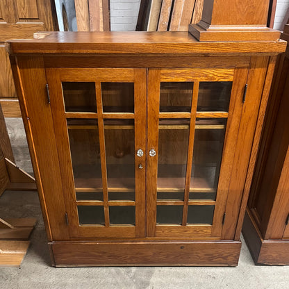 Antique Oak Colonnades with Beveled Glass Cabinets