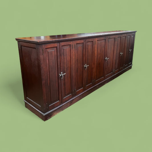 Huge Antique Solid Cherry Drug Store/Mercantile Cabinet with Tin Lining