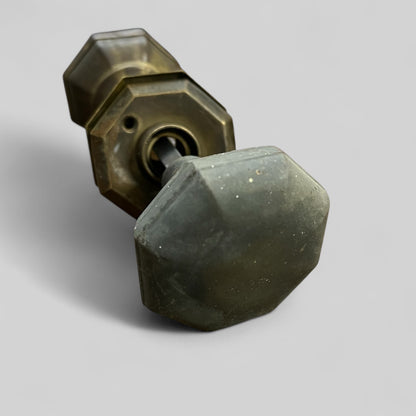 Antique Brass Octagonal Door Knob Set