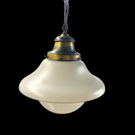 Antique Art Deco Pendant Light With Original Brass Fixture - Rewired