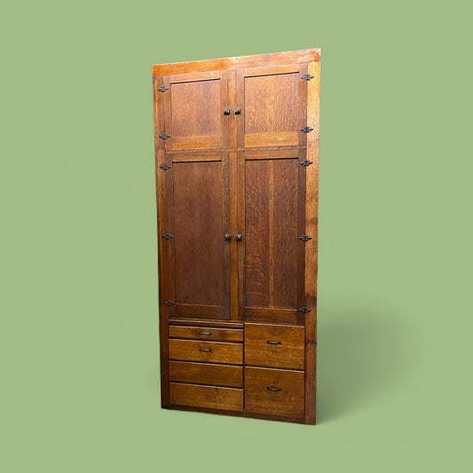 Tall Antique Oak Built-In Pantry