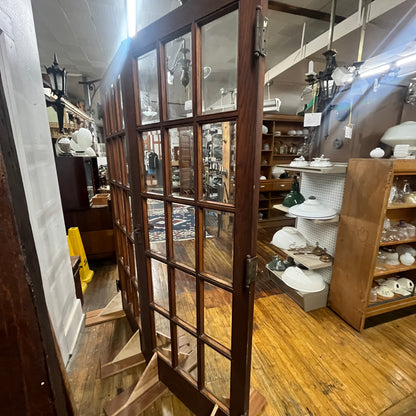 Antique Oak French Doors With Thick Beveled Glass And Original Hardware