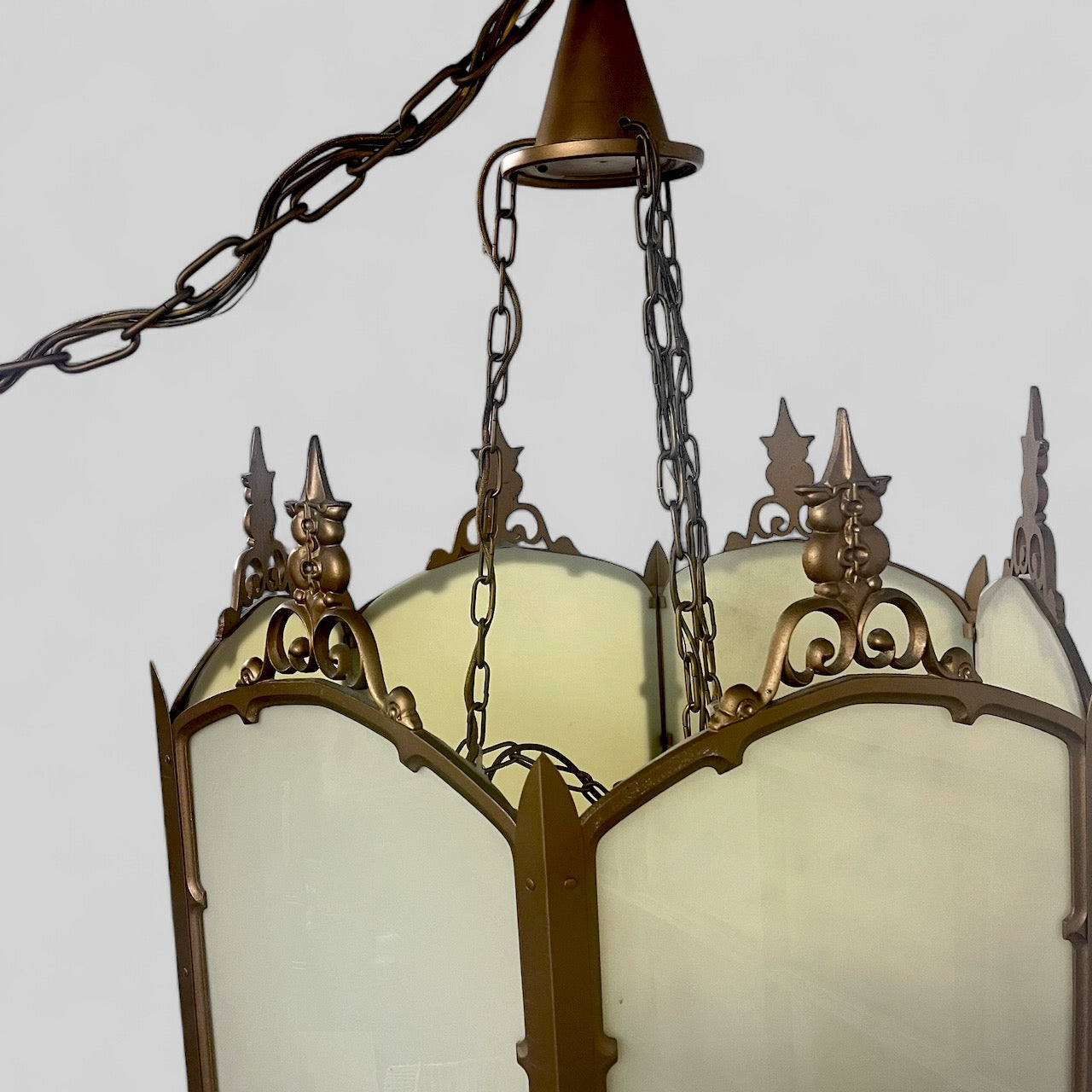 Vintage (c. 1950s) Large Heavy Steel Church Chandelier Light