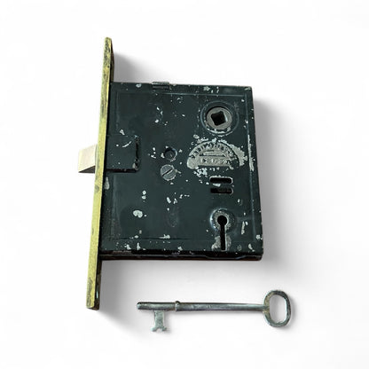Interior Norwalk Mortise Lock #2495 With Functional Skeleton Key - Patent Date 1865