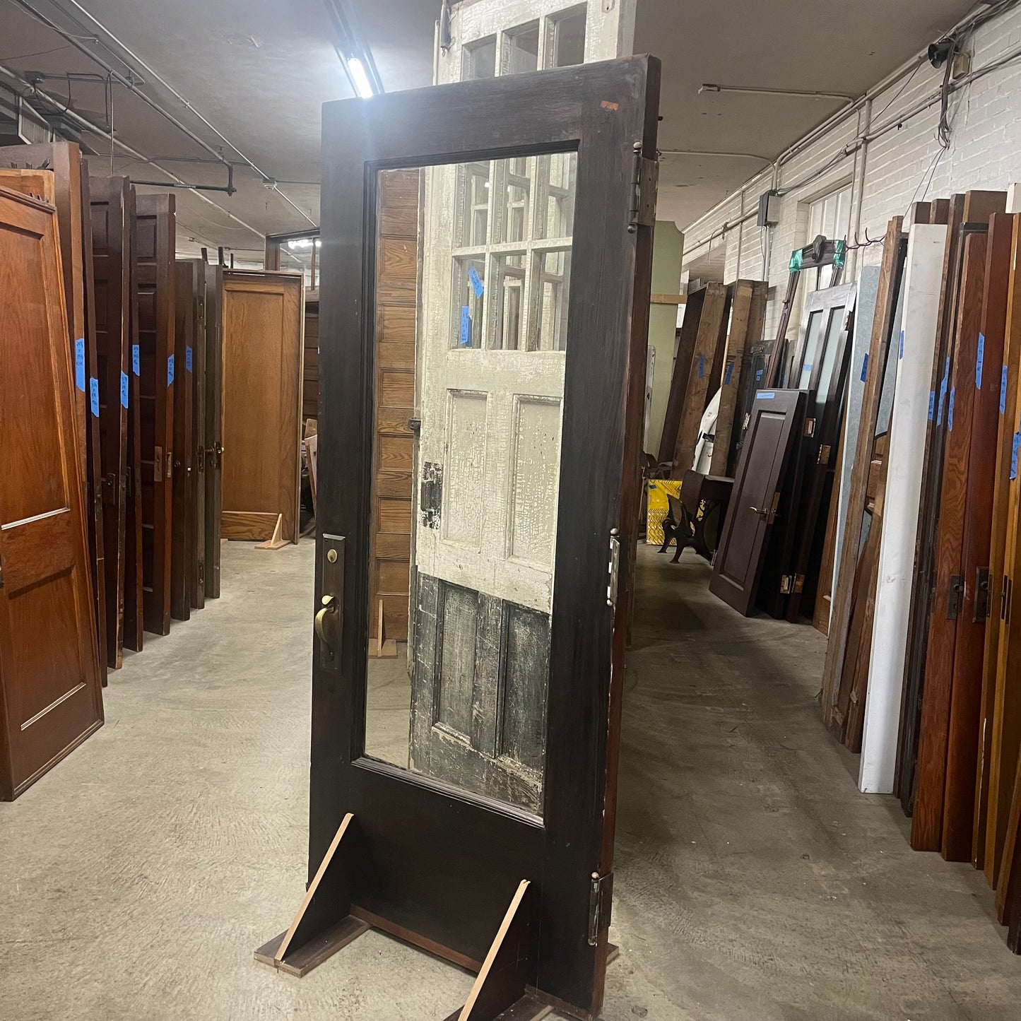 Large Antique Storefront Exterior Door With Thick Glass