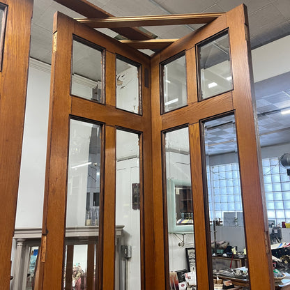 Antique (c. 1858) Victorian Oak French Doors with Thick Beveled Glass