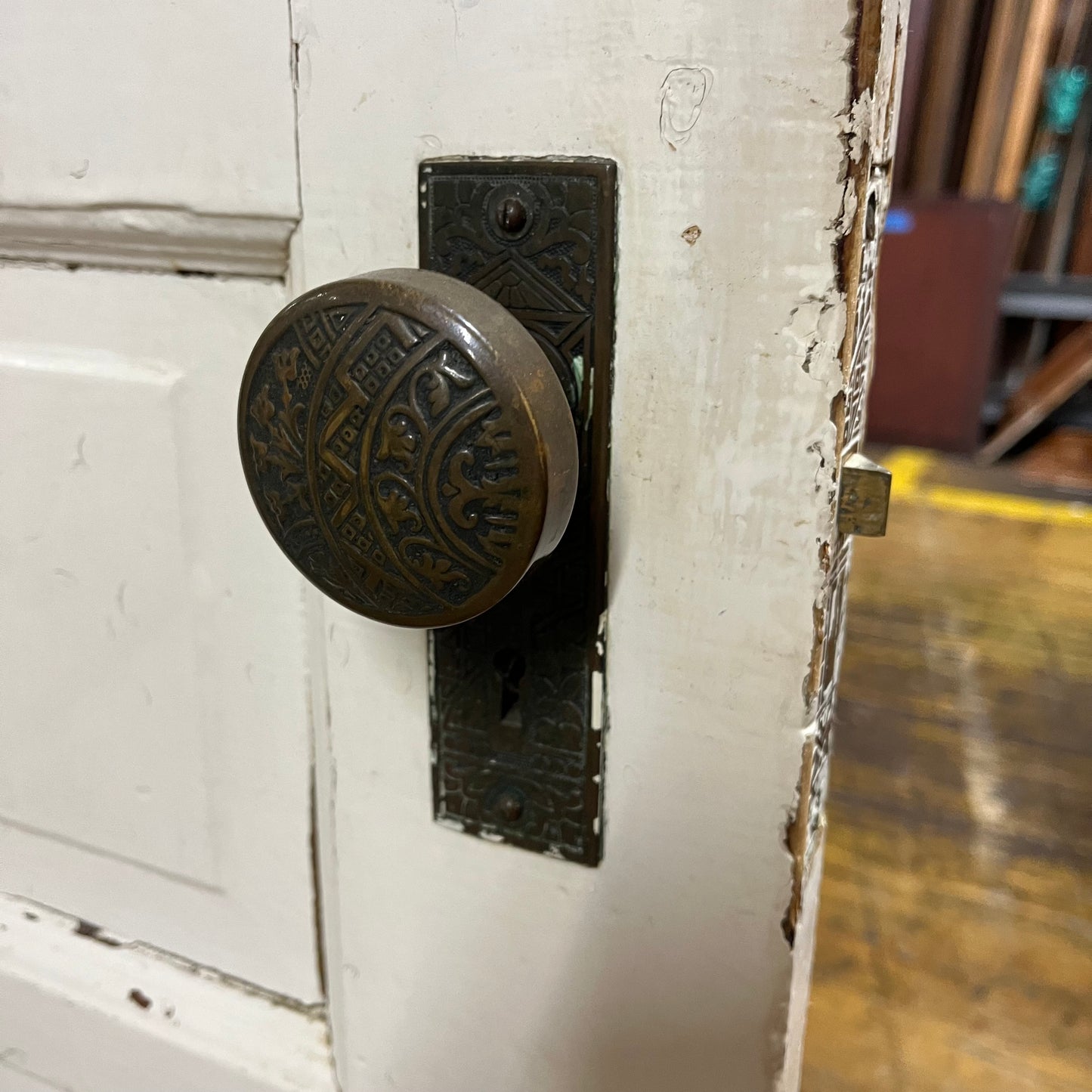 Antique Decorative Door With Half Glass and Original Hardware