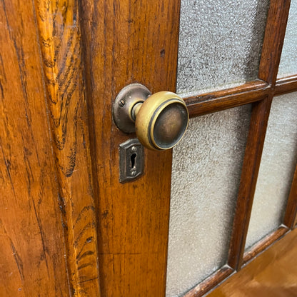 Antique Oak Double Doors With Privacy Glass