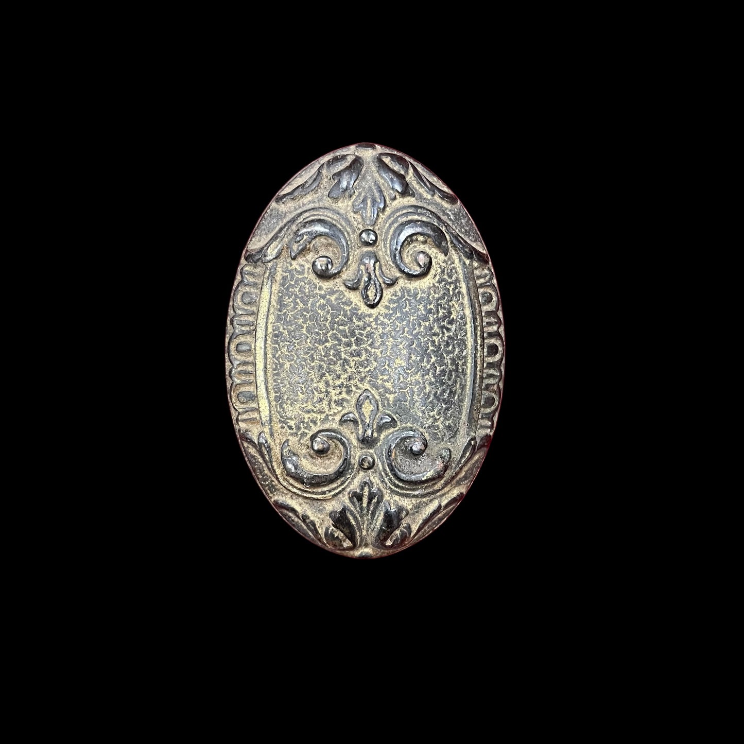 Antique Ornate Oval Cast Iron Single Door Knob