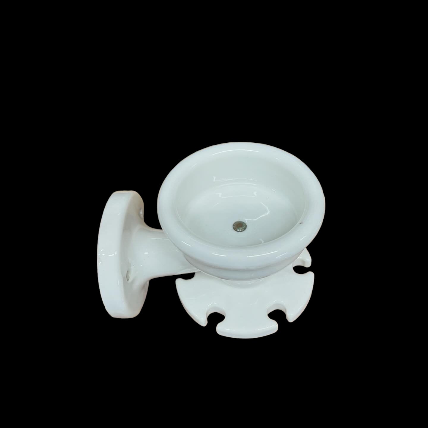 Antique (c. 1920s) Porcelain Cup and Toothbrush Holder - Wall Mount