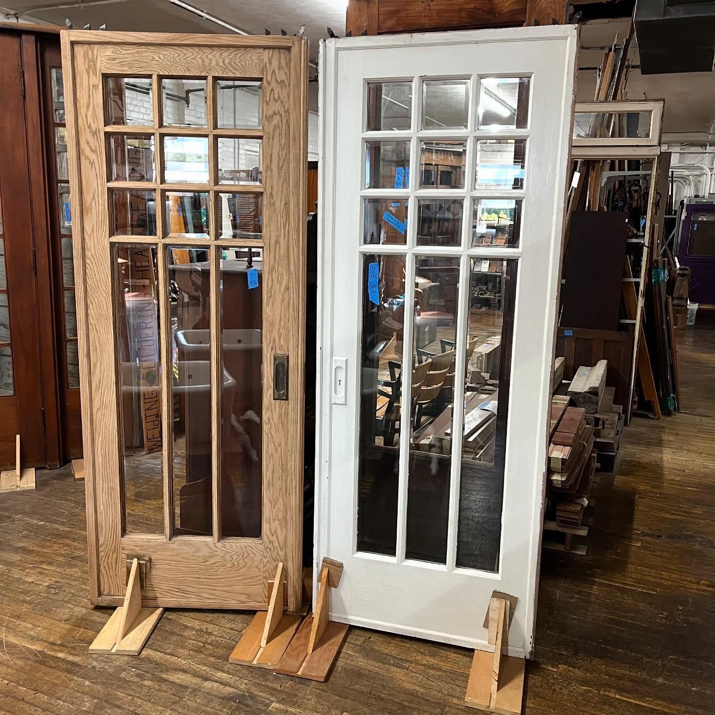 Gorgeous Antique Pocket Doors With Thick Beveled Glass