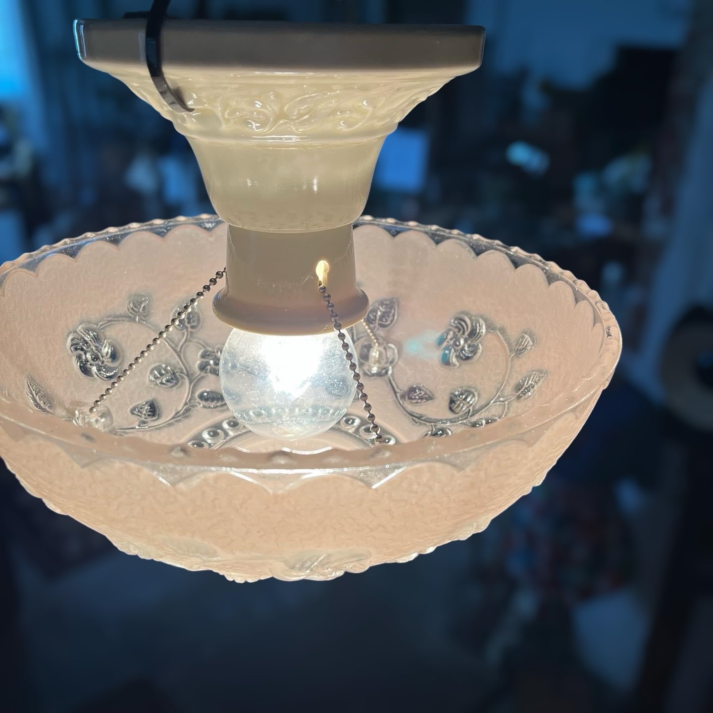 Antique Vintage Semi Flush Mount Glass Light Fixture