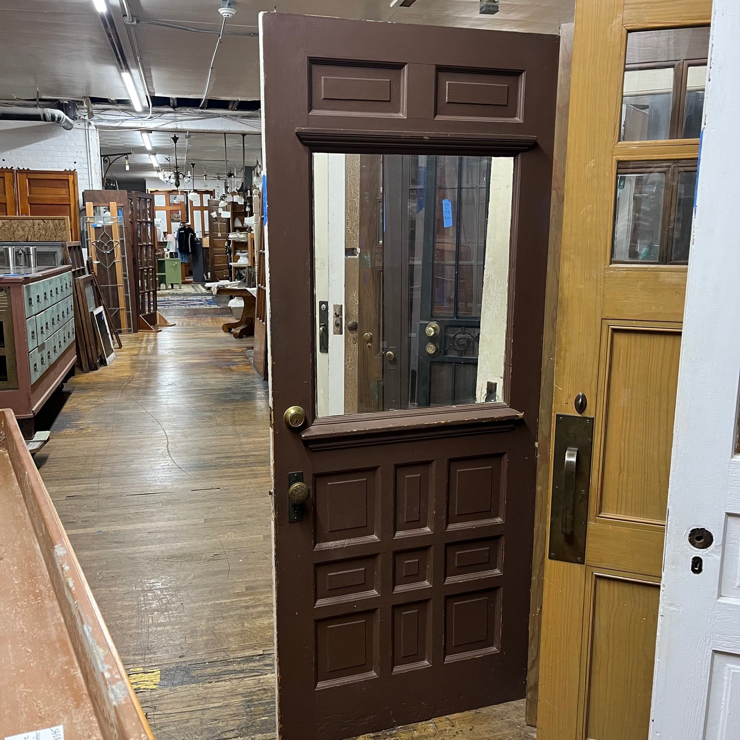 Antique Decorative Door With Half Glass and Original Hardware