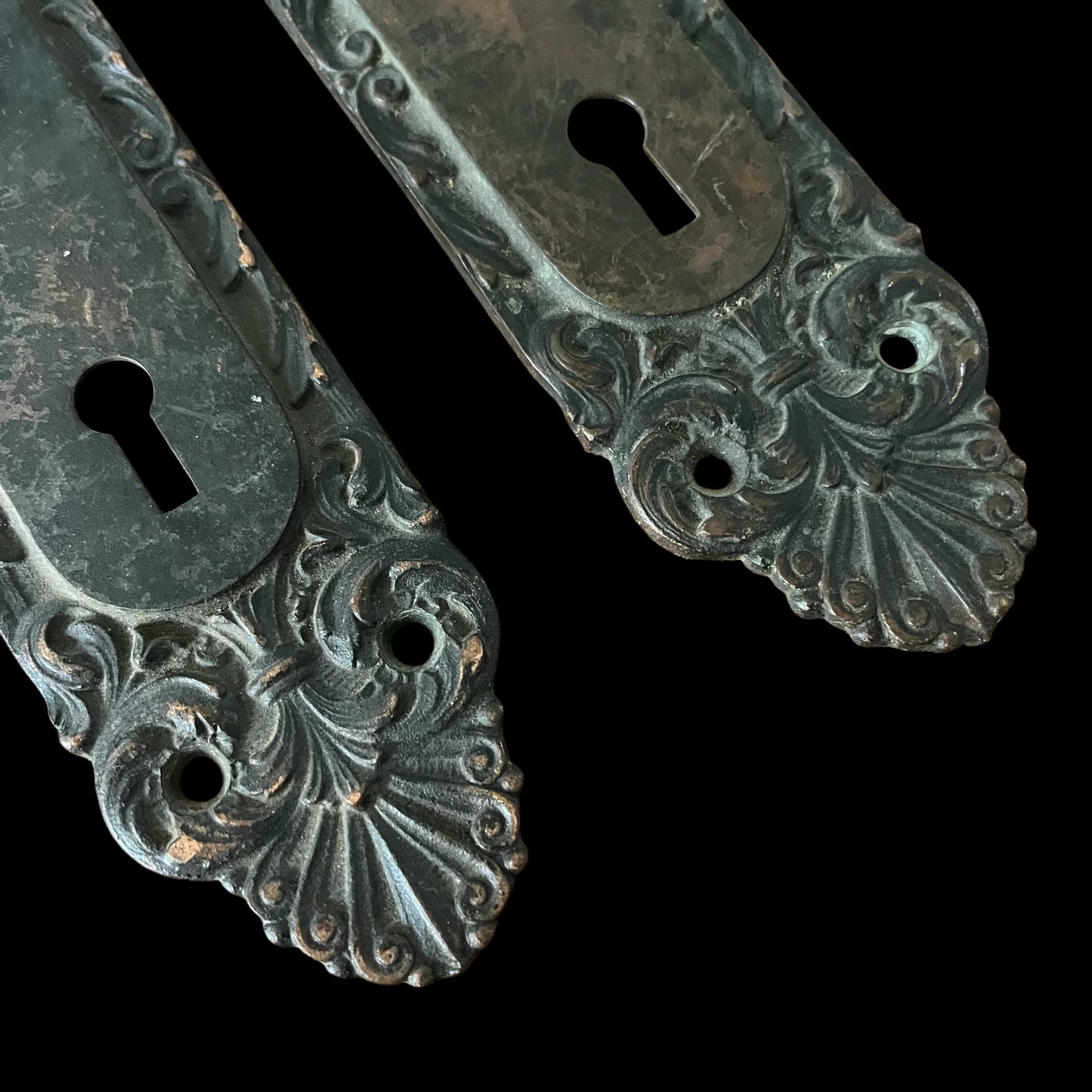 Antique Cast Bronze Escutcheons - Pair