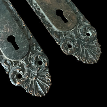 Antique Cast Bronze Escutcheons - Pair