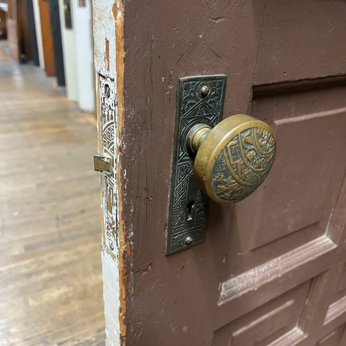 Antique Decorative Door With Half Glass and Original Hardware
