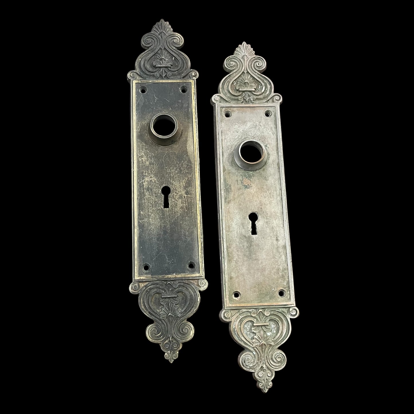 Pair of Antique Heavy Cast Brass Escutcheons